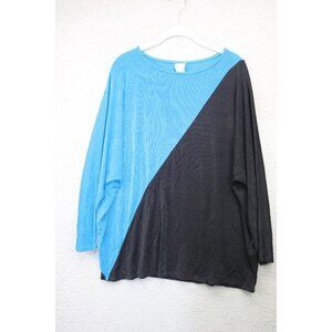 Chicos Travelers Liquid Knit Color Block Long Sleeve Tunic-Size 3-Dolman Sleeves